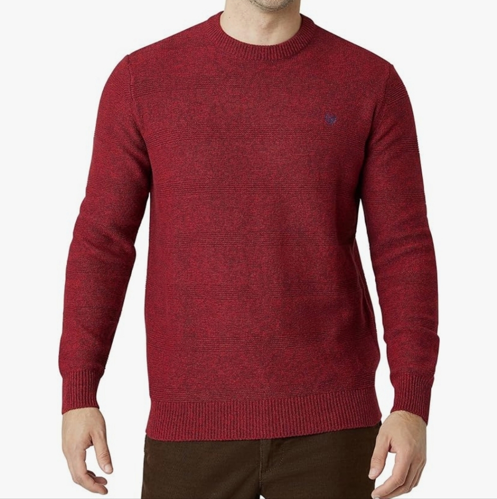 Burgundy Chaps Crewneck Men's Sweater, Large